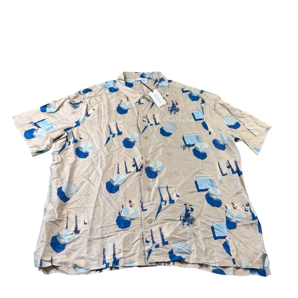 Blue Sky Inn Beach Day AOP Viscose Hawaiian Shirt B2202SH001 Mens 2XL NWT